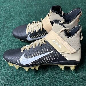 Size 10.5 - Nike Alpha Menace Pro 2 Mid Black Gold Football Cleats BV3945-700